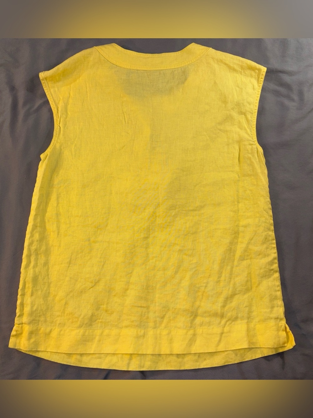Talbots Linen Yellow Bow Tank Top Sz 10 Sleeveless Blouse Summer Lightweight - Picture 2 of 8